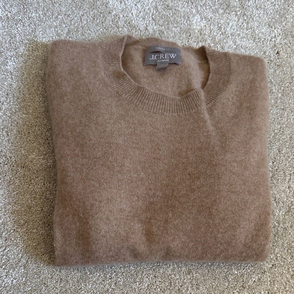 J. Crew Women's Cashmere Crew Neck Sweater - Heather Camel